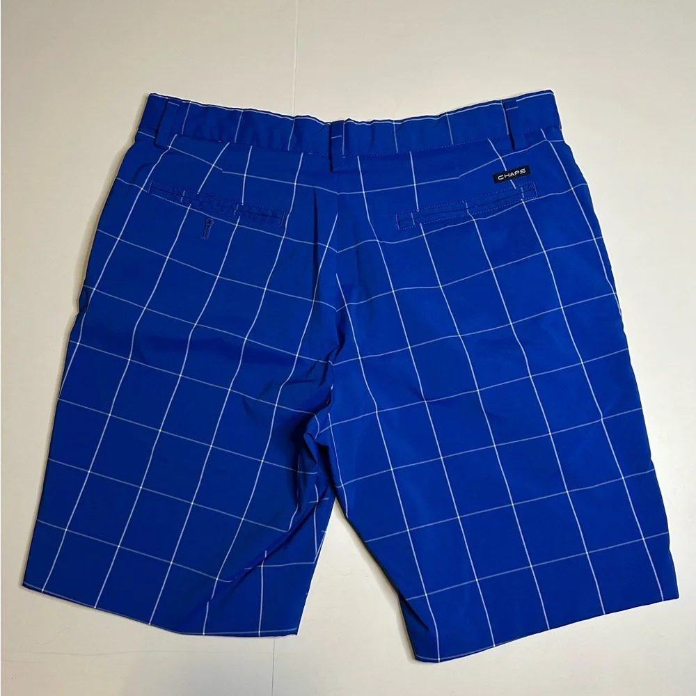 Chaps‎ Golf Shorts Men’s 32 Striped Plaid Blue White Large Athletic